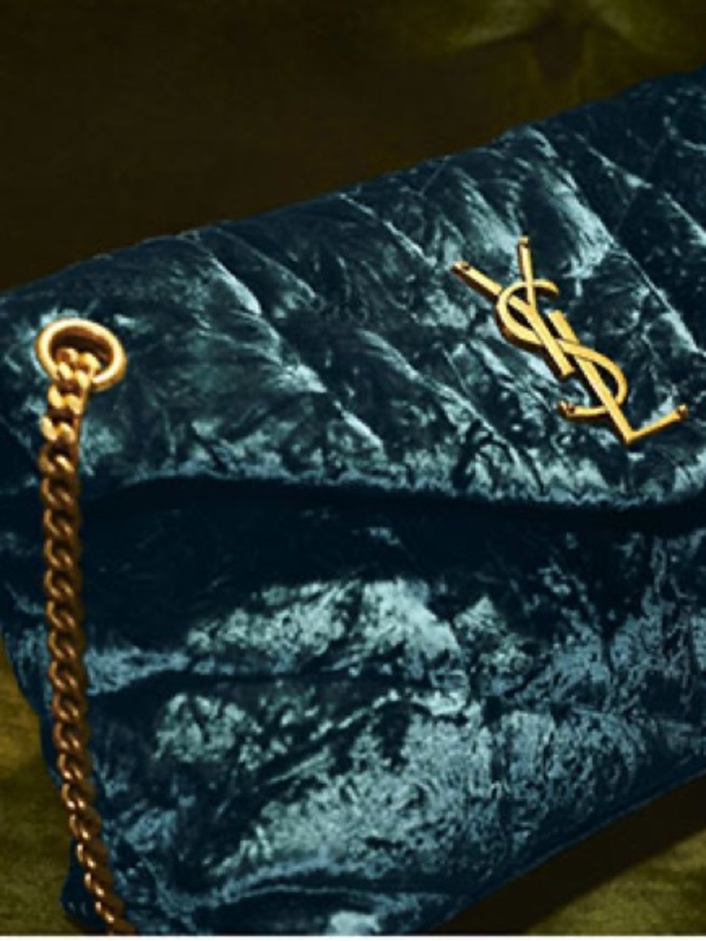 Saint Laurent Velvet Emerald Green Puffer Chain Bag - Picture 9 of 10